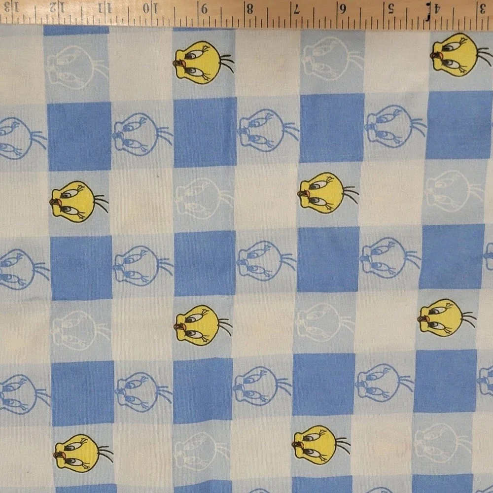 Vintage Warner Bros Blue White Tweety Bird Pillow Case‎ Size 17X33.5 in